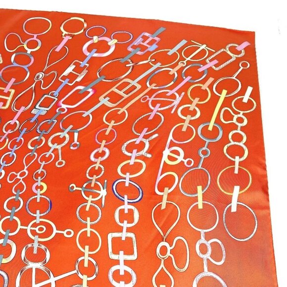 HERMES Carre90 Carre 90 DO RE BOUCLES Scarf silk Orange Unused - Picture 11 of 16